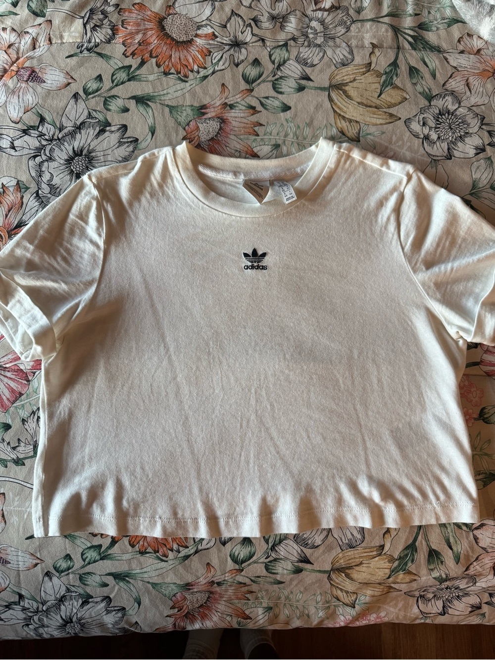 adidas White Tee with Black Trefoil Embroidery